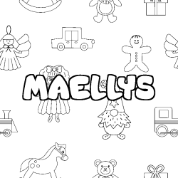 Coloring page first name MAELLYS - Toys background