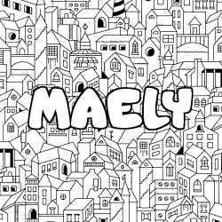 Coloring page first name MAELY - City background