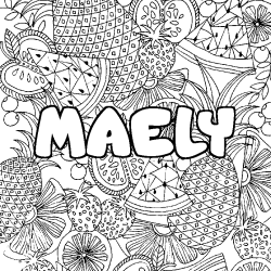 Coloring page first name MAELY - Fruits mandala background