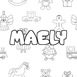 Coloring page first name MAELY - Toys background