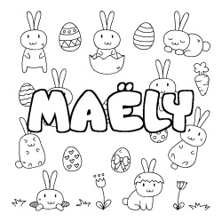 Coloring page first name MAËLY - Easter background