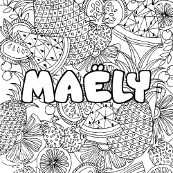 Coloring page first name MAËLY - Fruits mandala background