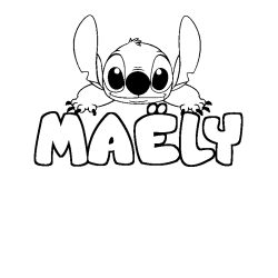 Coloring page first name MAËLY - Stitch background
