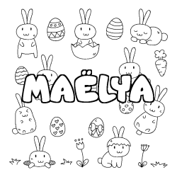 Coloring page first name MAËLYA - Easter background