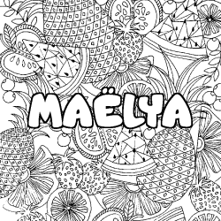 Coloring page first name MAËLYA - Fruits mandala background