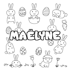 Coloring page first name MAËLYNE - Easter background