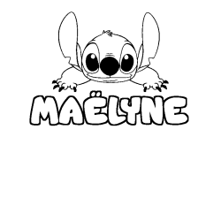 Coloring page first name MAËLYNE - Stitch background