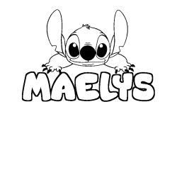 Coloring page first name MAELYS - Stitch background