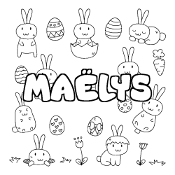 Coloring page first name MAËLYS - Easter background