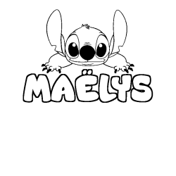 Coloring page first name MAËLYS - Stitch background