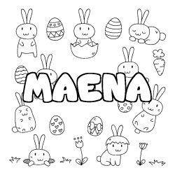 Coloring page first name MAENA - Easter background