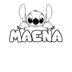 Coloring page first name MAENA - Stitch background