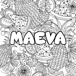 Coloring page first name MAEVA - Fruits mandala background