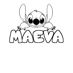 Coloring page first name MAEVA - Stitch background