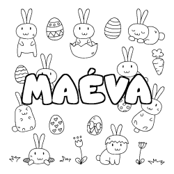 Coloring page first name MAÉVA - Easter background