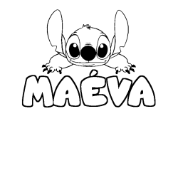 Coloring page first name MAÉVA - Stitch background