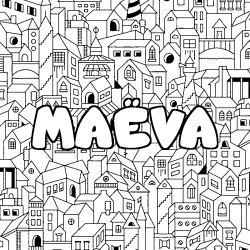 Coloring page first name MAËVA - City background