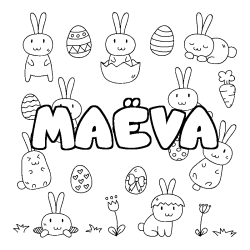 Coloring page first name MAËVA - Easter background