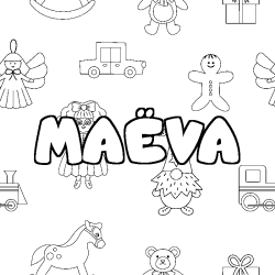 Coloring page first name MAËVA - Toys background