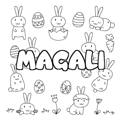 Coloring page first name MAGALI - Easter background
