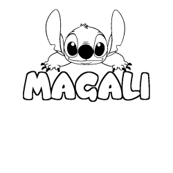 Coloring page first name MAGALI - Stitch background