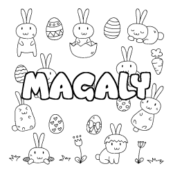 Coloring page first name MAGALY - Easter background