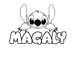 Coloring page first name MAGALY - Stitch background