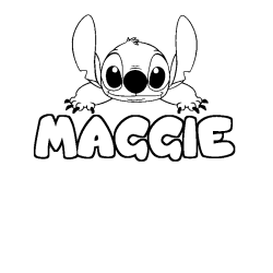 Coloring page first name MAGGIE - Stitch background
