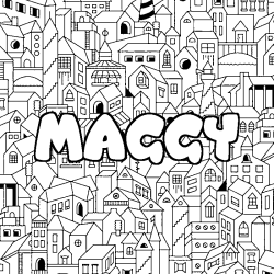 Coloring page first name MAGGY - City background