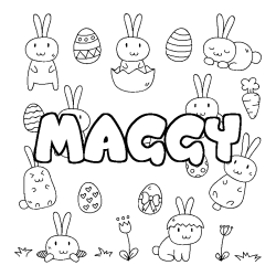 Coloring page first name MAGGY - Easter background