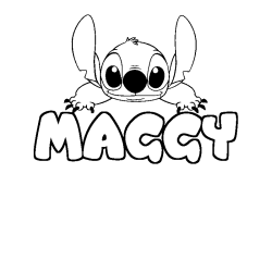 Coloring page first name MAGGY - Stitch background