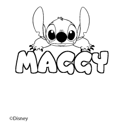 Coloring page first name MAGGY - Stitch background