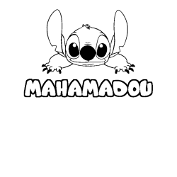 Coloring page first name MAHAMADOU - Stitch background