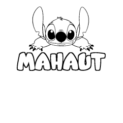 Coloring page first name MAHAUT - Stitch background