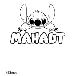 Coloring page first name MAHAUT - Stitch background