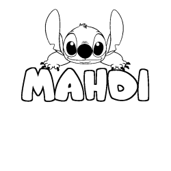 Coloring page first name MAHDI - Stitch background