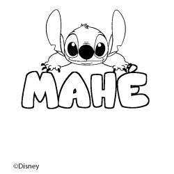 Coloring page first name MAHÉ - Stitch background