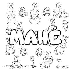 Coloring page first name MAHÉ - Easter background