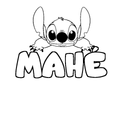 Coloring page first name MAHÉ - Stitch background