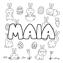 Coloring page first name MAIA - Easter background
