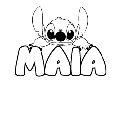 Coloring page first name MAIA - Stitch background