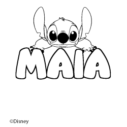 Coloring page first name MAIA - Stitch background