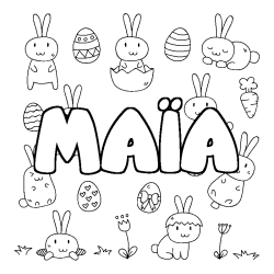 Coloring page first name MAÏA - Easter background