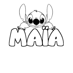 Coloring page first name MAÏA - Stitch background