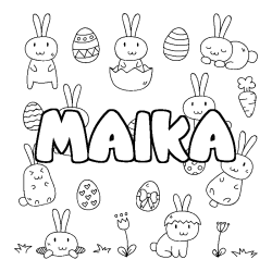 Coloring page first name MAIKA - Easter background