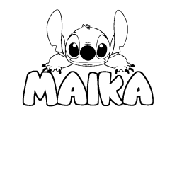Coloring page first name MAIKA - Stitch background