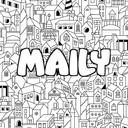 Coloring page first name MAILY - City background