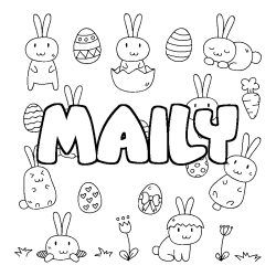Coloring page first name MAILY - Easter background