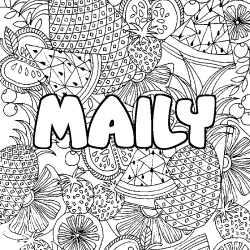 Coloring page first name MAILY - Fruits mandala background