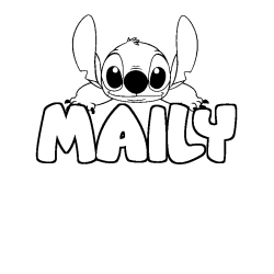 Coloring page first name MAILY - Stitch background
